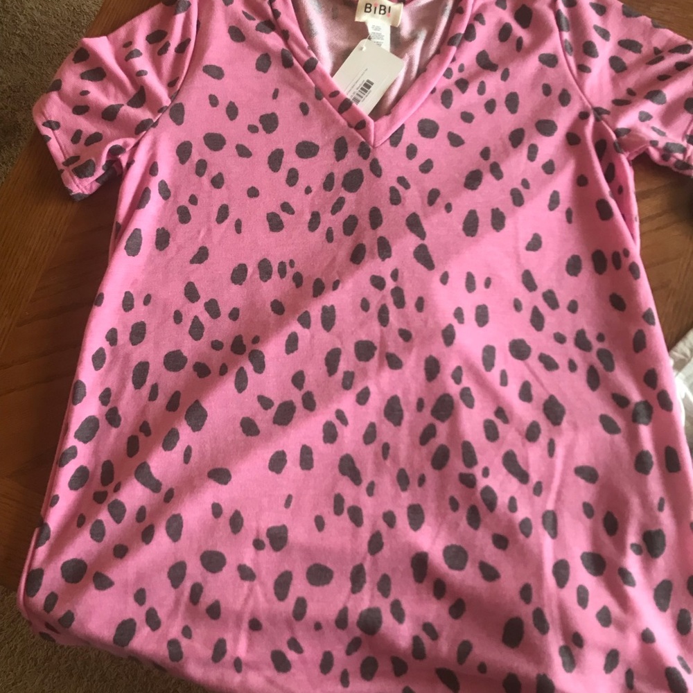 BiBi pink Leopard top. Size medium